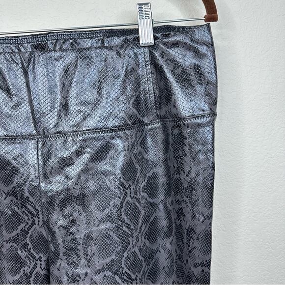 7 For All Mankind Faux Leather Leggings  Snakeskin High Rise Womens Size L - Picture 6 of 10